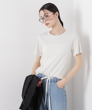 ラメリブカットクルーネックTシャツ