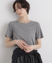 ラメリブカットクルーネックTシャツ