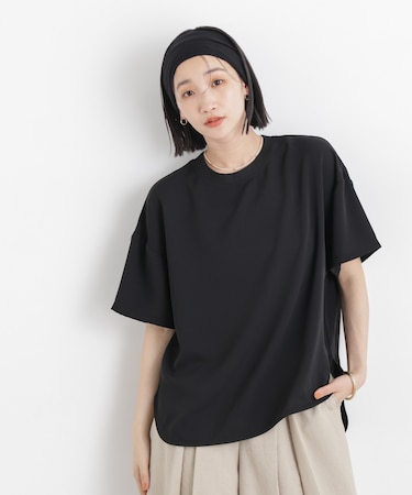 カットジョーゼットラウンドヘムTブラウス