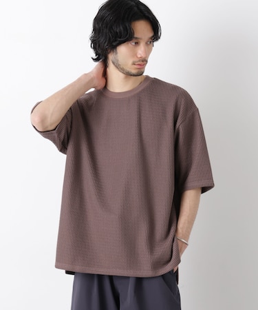 ジャガードニットソーTシャツ 半袖（セットアップ可）