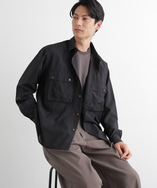 テクニカルリネンライクWポケットシャツジャケット／吸水速乾・接触冷感・UVカット（セットアップ可）