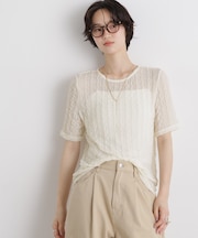 シアーカットクルーネックトップス