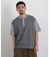 オーバーダイジャガードストライプヘンリーTシャツ 半袖
