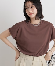 汗隠糸加工&多彩機能カットソー素材 ドルマンフレンチトップス