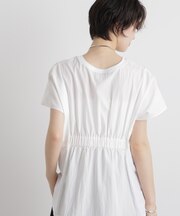 タフタコンビバックギャザーデザインカットトップス