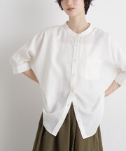 ドビーストライプワイドドルマンシャツ