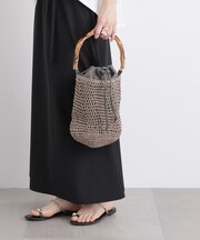 バンブー調ハンドルペーパー編みバッグ