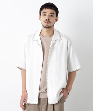 ブランケットステッチシャツ 半袖