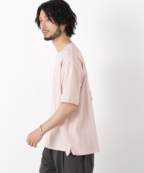 ヘリンボンジャガードTシャツ 半袖
