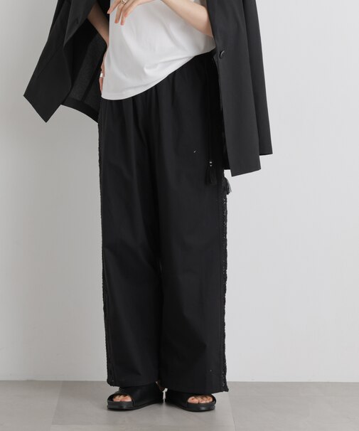 made in INDIA サイドレースワイドパンツ