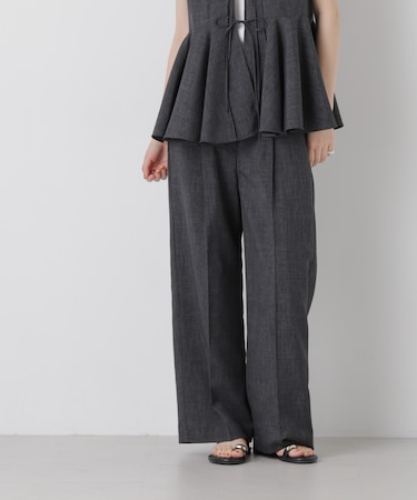 リネンライクワンタックセンタープレスパンツ(セットアップ可)