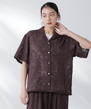 made in india カットワークジャカードシャツ(セットアップ可)