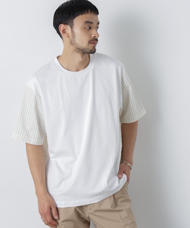 スムース布帛ドッキングTシャツ 半袖