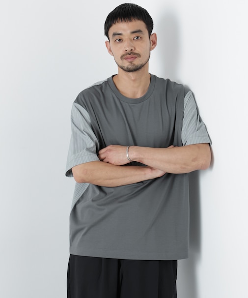 スムース布帛ドッキングTシャツ 半袖