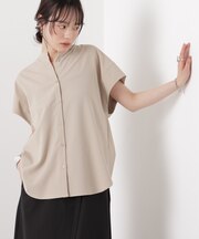 バックフレアヨークフレンチスリーブブラウス
