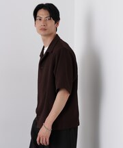 幾何学ジャガードオープンカラーシャツ 半袖