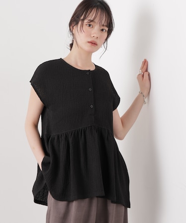 フクレジャガードカットギャザーブラウス