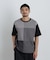 切替チェックニットTシャツ 半袖