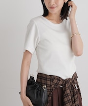 ラメリブカットクルーネックTシャツ