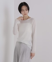 シアープリーツカットロングスリーブトップス