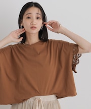 レースカフドルマンワイドカットトップス