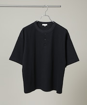 NORMANBROS／ショート丈ワッフルヘンリーネックTシャツ 半袖