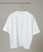 NORMANBROS／ショート丈ワッフルヘンリーネックTシャツ 半袖