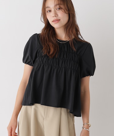 フロントシャーリングカットトップス