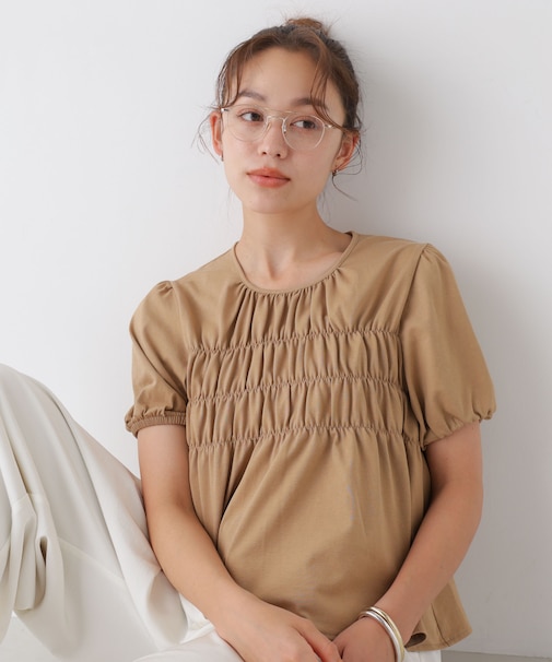 フロントシャーリングカットトップス