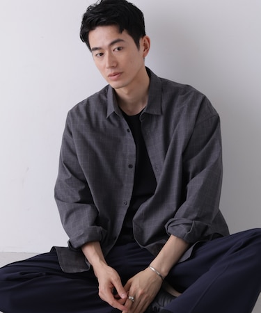 ビッグドレープチェックシャツ 長袖