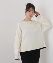 洗濯機洗可配色ボートネックワイドトップス