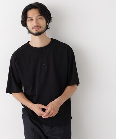 スラブヘンリーワイドTシャツ 半袖