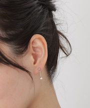 イミテーションパールチェーンピアス