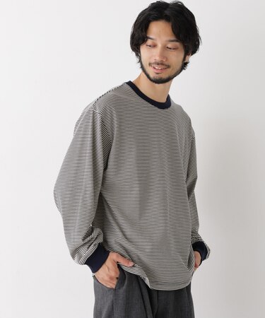 コーマコットン先染めボーダーTシャツ 長袖