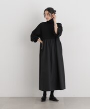 異素材コンビドッキングタートルワンピース