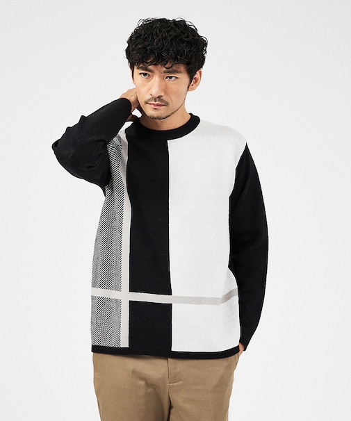 【パネル切替】カシミヤタッチ ジャガード ニット