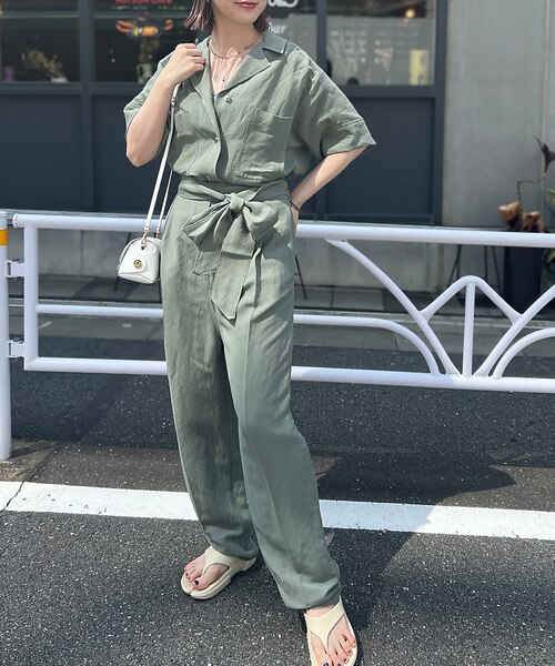 東原妙子さんコラボ】リネン混ジャンプスーツ｜アバハウスの