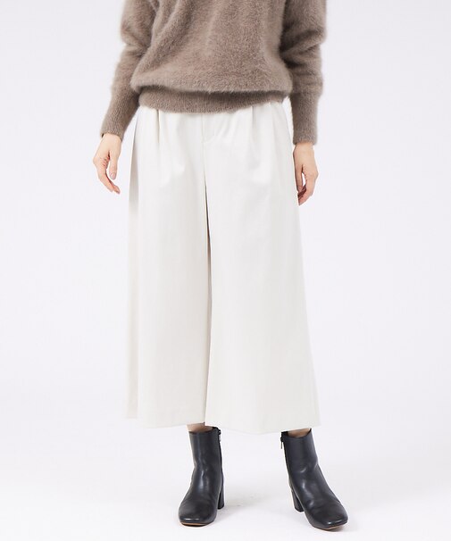 サテンワイドクロップドパンツ