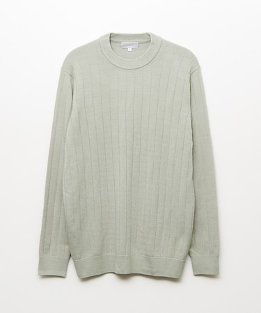 【カシミアタッチ】12ゲージ ワイドリブ クルーネック ニット