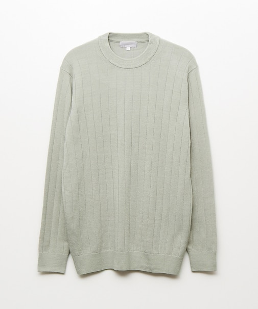 【カシミアタッチ】12ゲージ ワイドリブ クルーネック ニット