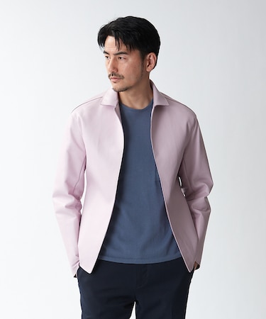 ボタンレス シャツ型レザージャケット