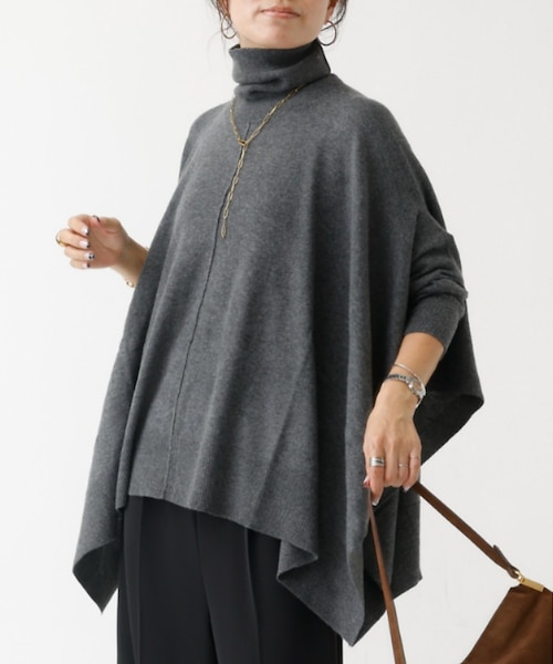 AP STUDIO タートルネック　ポンチョ　プルオーバー　ブラック　カシミヤ タートルネックポンチョ｜アバハウスのアウトレット通販｜三井
