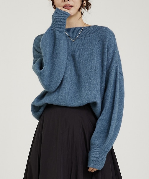 ふわふわウール2WAYラメニット