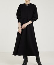 【大人のいちまんワンピ】ライトダンボールフレアーワンピ
