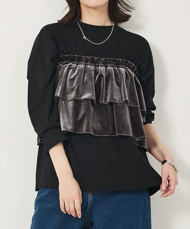 【WEB Domani掲載】ベロアビスチェ付ロンT