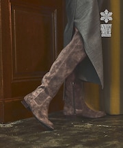 【スノーソール】フラットヒールニーハイブーツ