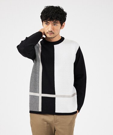 【パネル切替】カシミヤタッチ ジャガード ニット