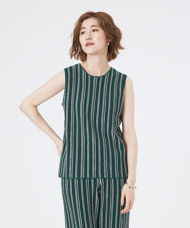 ストライプニットノースリーブプルオーバー