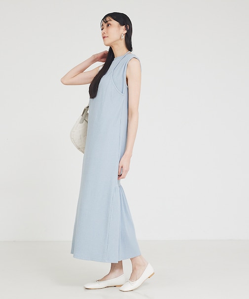 【大人のいちまんワンピ】カットリブレイヤード風ワンピ