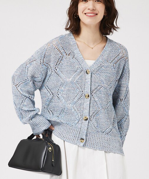 透かし編みカーデ